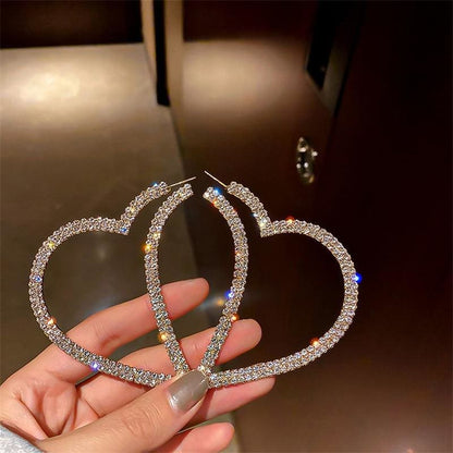 Fashion Big Heart Crystal Hoop Earrings MK15668 - KawaiiMoriStore