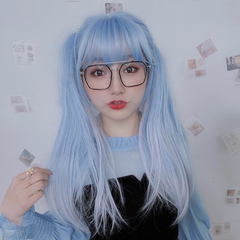 Fashion Blue Gray Long Wig MM1135 - KawaiiMoriStore