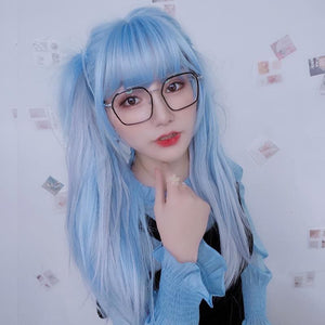 Fashion Blue Gray Long Wig MM1135 - KawaiiMoriStore