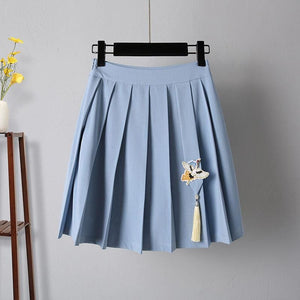 Fashion Cute Beige T-shirt Blue Skirt Set MK16153 - Skirt 