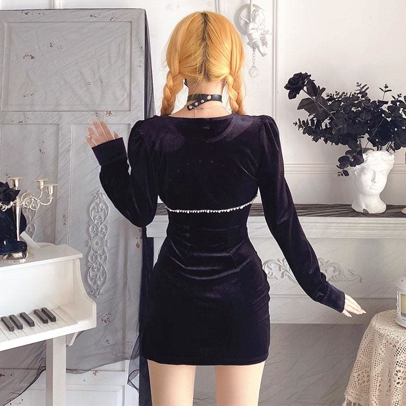 Fashion Girl Pearl Hollow Two-piece Slim Dress MM0712 - KawaiiMoriStore