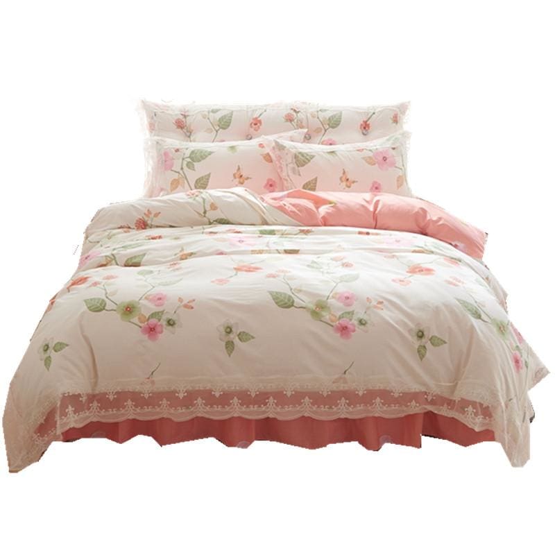 Fashion Lace Floral Bedding Set of Four Pieces MK15212 - KawaiiMoriStore