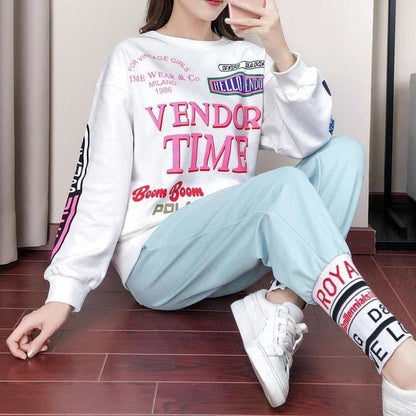 Fashion Letter Printing Pullover MK15626 - KawaiiMoriStore