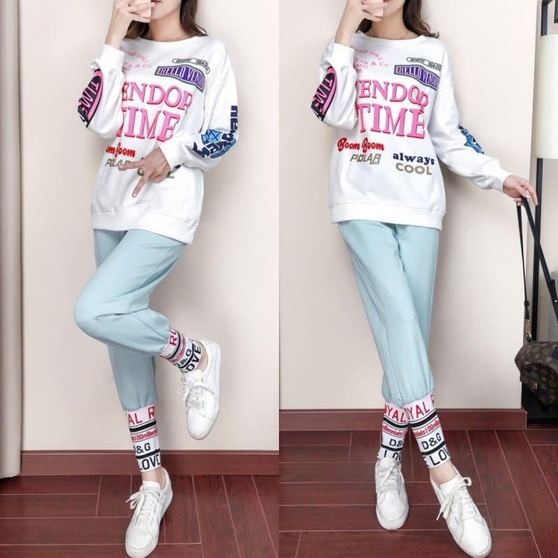 Fashion Letter Printing Pullover MK15626 - KawaiiMoriStore