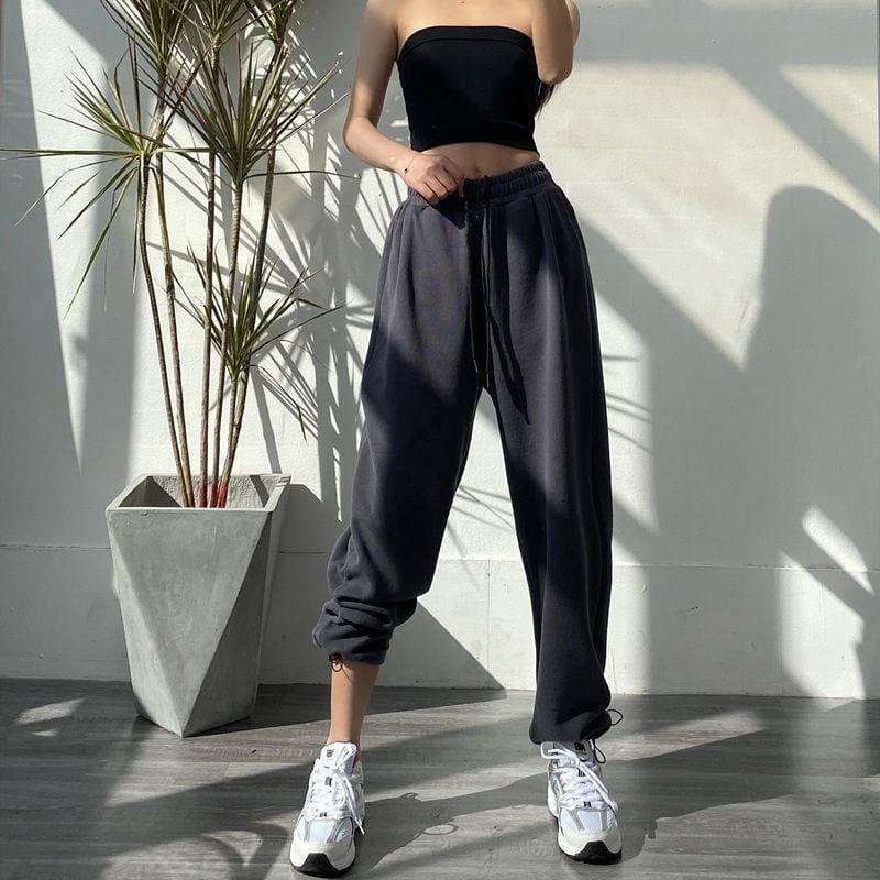 Fashion Oversize Gray Jogging Sweatpants - pants