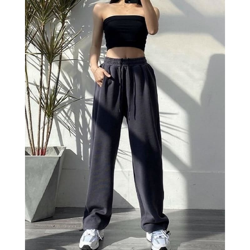 Fashion Oversize Gray Jogging Sweatpants - pants