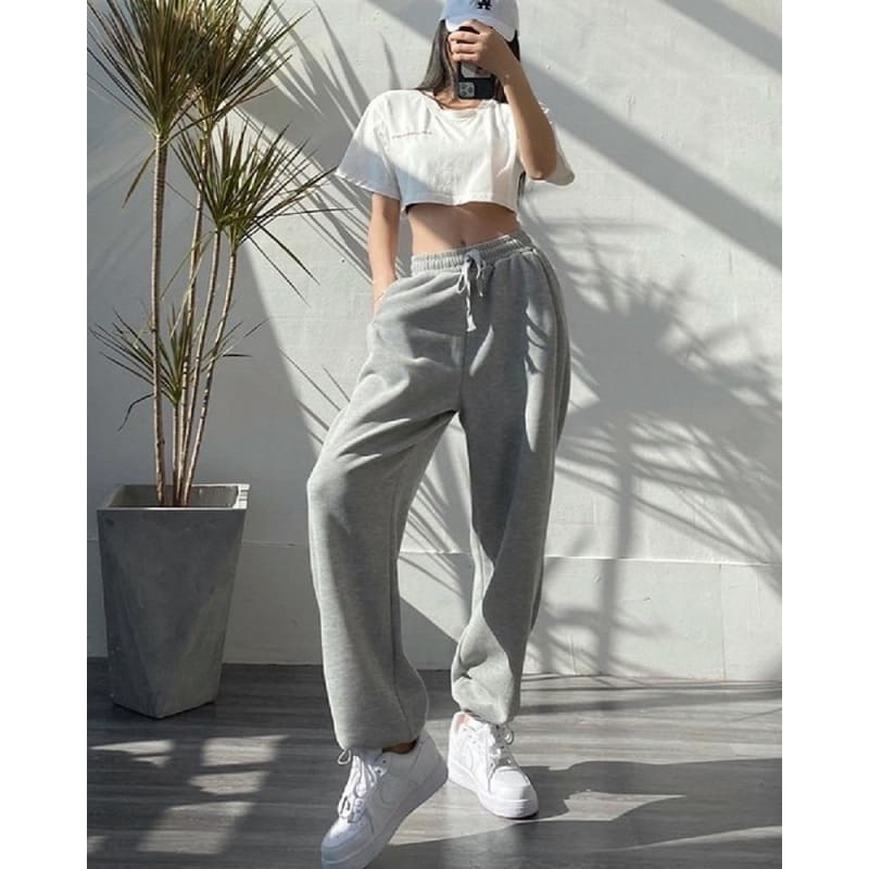 Fashion Oversize Gray Jogging Sweatpants - pants