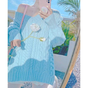 Fashion Pastel Blue Girls Sweater MM1628 - KawaiiMoriStore