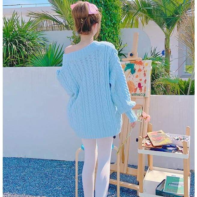 Fashion Pastel Blue Girls Sweater MM1628 - KawaiiMoriStore