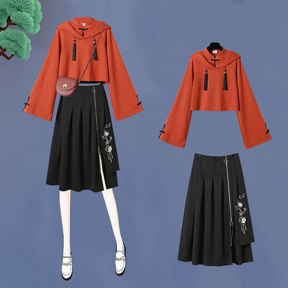 Fashioned Hoodie With Skirt Suit MK15246 - KawaiiMoriStore