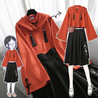 Fashioned Hoodie With Skirt Suit MK15246 - KawaiiMoriStore