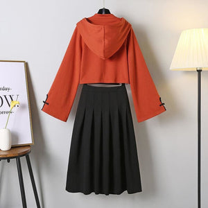 Fashioned Hoodie With Skirt Suit MK15246 - KawaiiMoriStore