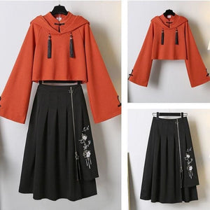 Fashioned Hoodie With Skirt Suit MK15246 - KawaiiMoriStore