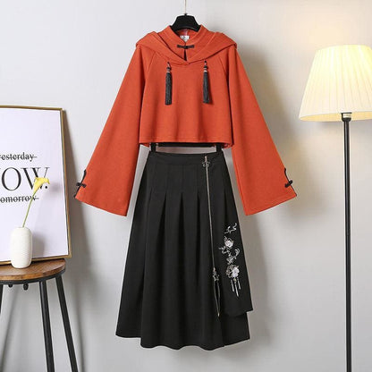 Fashioned Hoodie With Skirt Suit MK15246 - KawaiiMoriStore