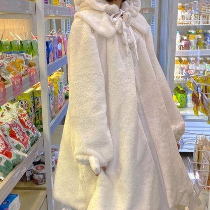 Faux Rabbit Fur Long Sleeve Cute Cardigan Coat MK15568 - KawaiiMoriStore