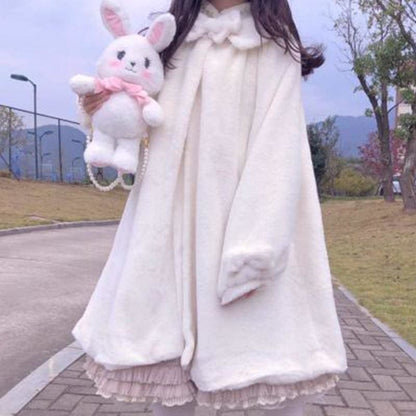 Faux Rabbit Fur Long Sleeve Cute Cardigan Coat MK15568 - KawaiiMoriStore