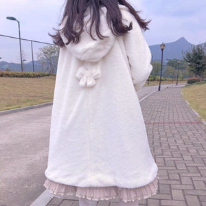 Faux Rabbit Fur Long Sleeve Cute Cardigan Coat MK15568 - KawaiiMoriStore