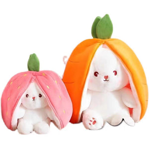 Cute Cartoon Stuffed Bunny Doll - Strawberry Rabbit+Carrot