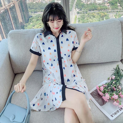 Floral Chiffon Shirt Mini Dress