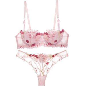 Flower Lace Lingerie - Pink / 32A/70A - underwear