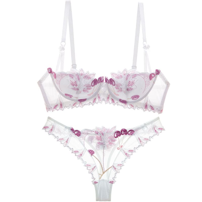 Flower Lace Lingerie - White / 32A/70A - underwear