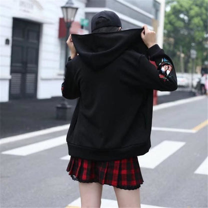 Fox Flower Embroidered Hoodie Cardigan MK15611 - KawaiiMoriStore