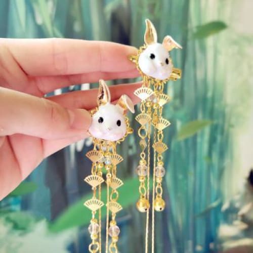 Fox Rabbit Hairpin Tassels Hair Clip MK15135 - KawaiiMoriStore