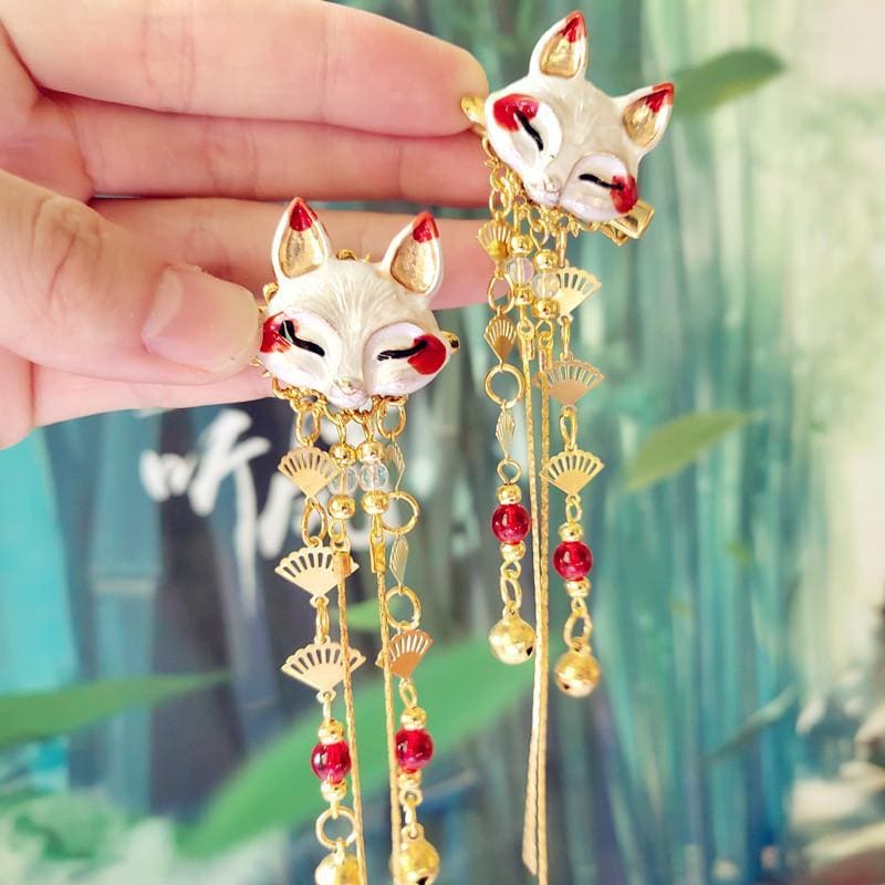 Fox Rabbit Hairpin Tassels Hair Clip MK15135 - KawaiiMoriStore