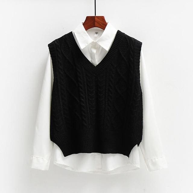 Freud - Crop Top Loose Sweater Vest - vest