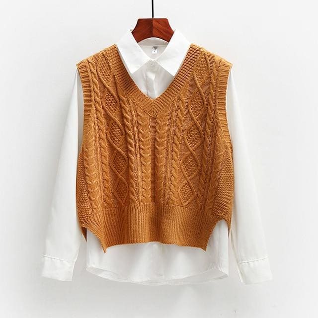 Freud - Crop Top Loose Sweater Vest - vest