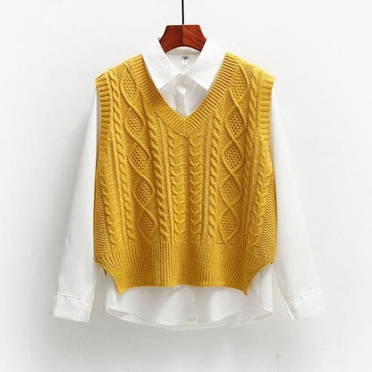 Freud - Crop Top Loose Sweater Vest - vest