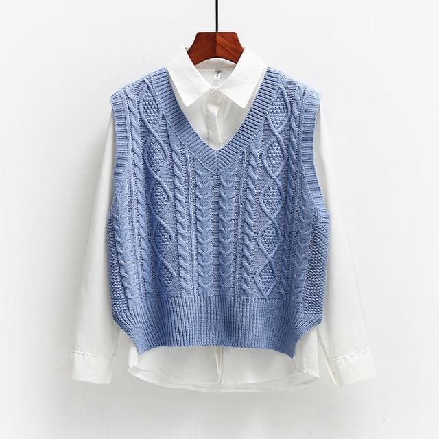 Freud - Crop Top Loose Sweater Vest - vest