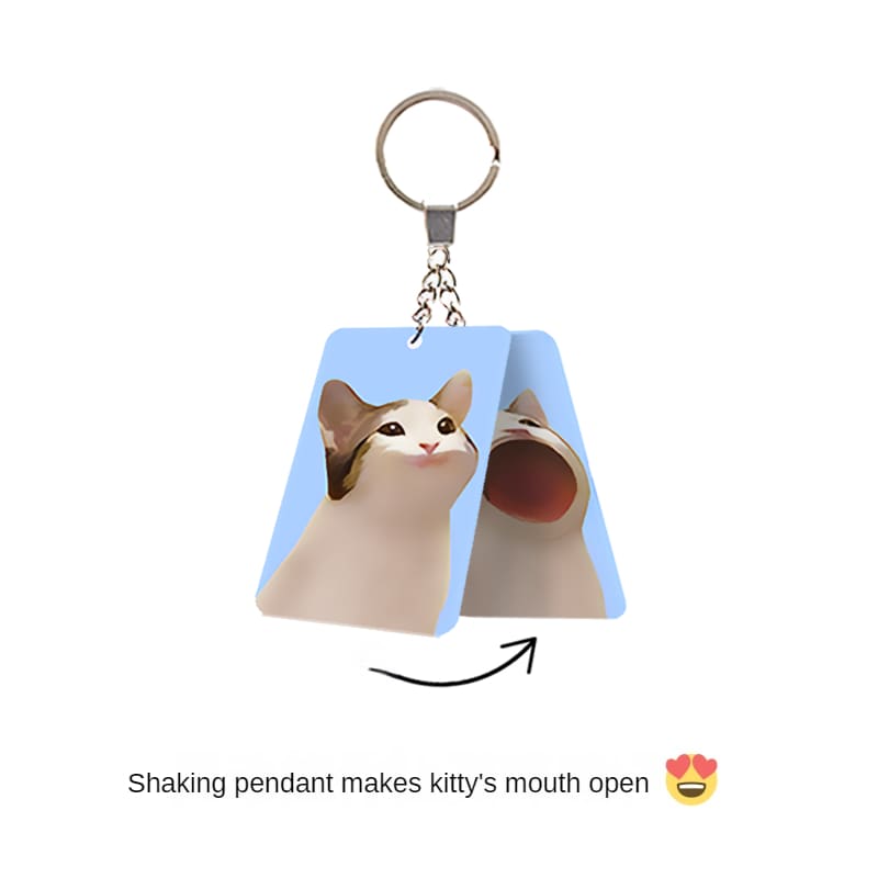 Funny Cat Kitty Mouth Open Keychain ME23