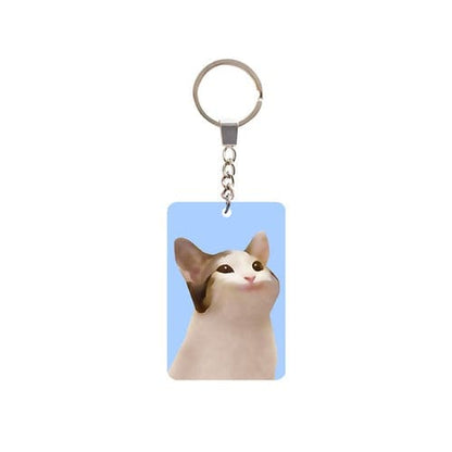 Funny Cat Kitty Mouth Open Keychain ME23 - Rectangular