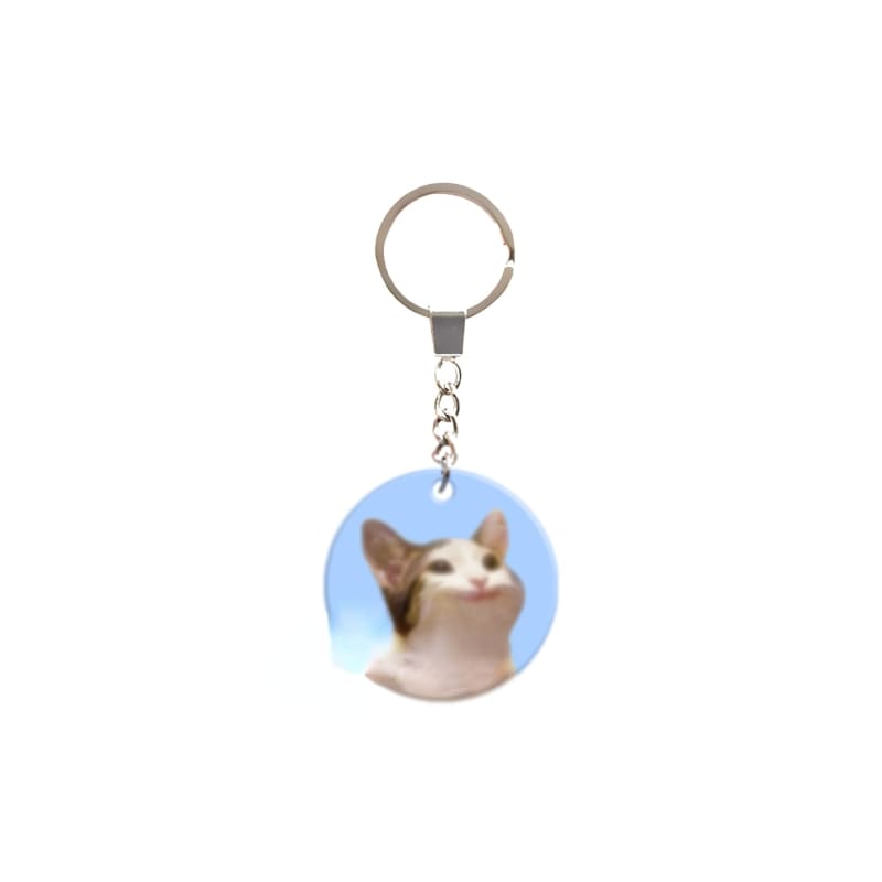 Funny Cat Kitty Mouth Open Keychain ME23 - Round