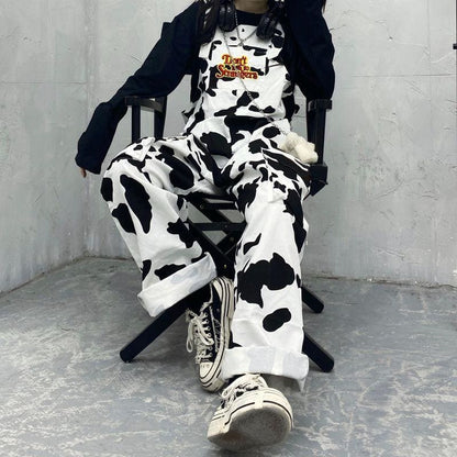 Funny Cute Cow/Checker Overalls MK15663 - KawaiiMoriStore