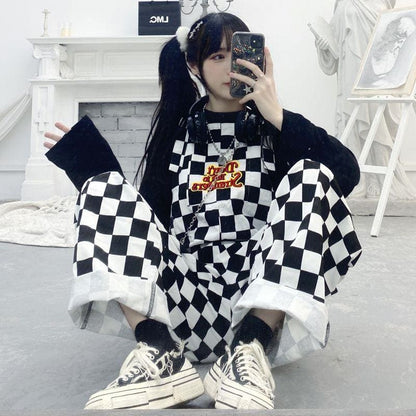 Funny Cute Cow/Checker Overalls MK15663 - KawaiiMoriStore