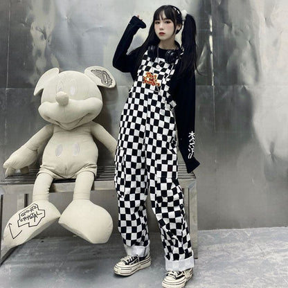 Funny Cute Cow/Checker Overalls MK15663 - KawaiiMoriStore