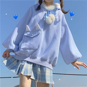 Furry Bunny Hoodie Pullover MK15217 - KawaiiMoriStore