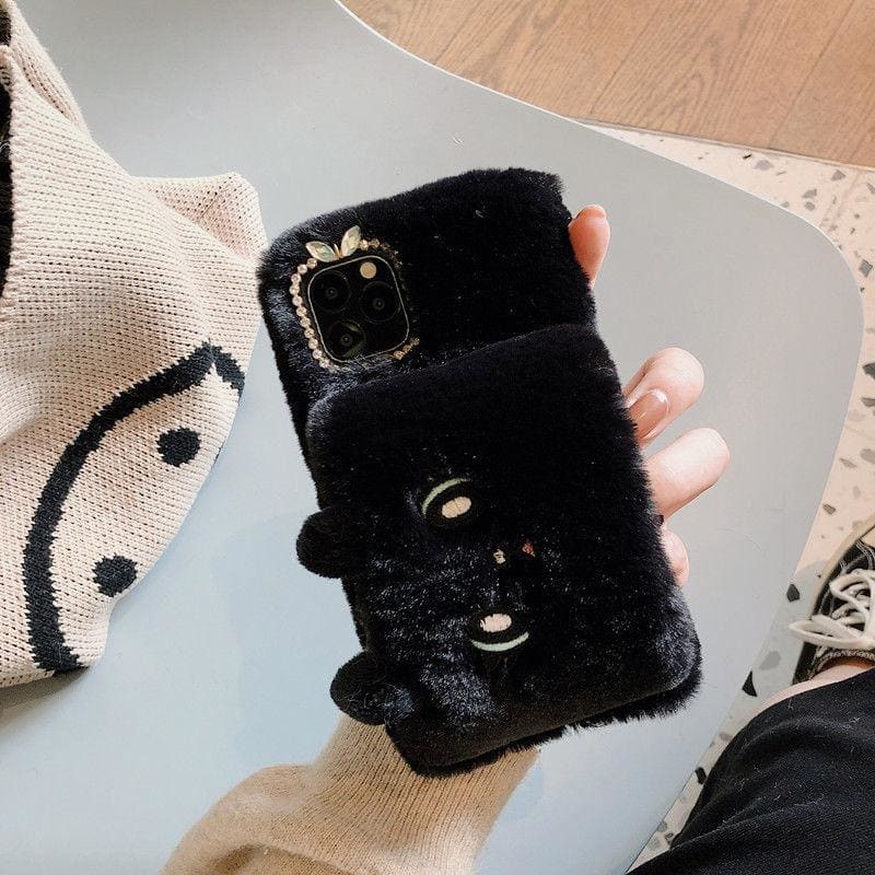 Furry Wrist Cat Embroidery Iphone Phone Case MK15211 - KawaiiMoriStore