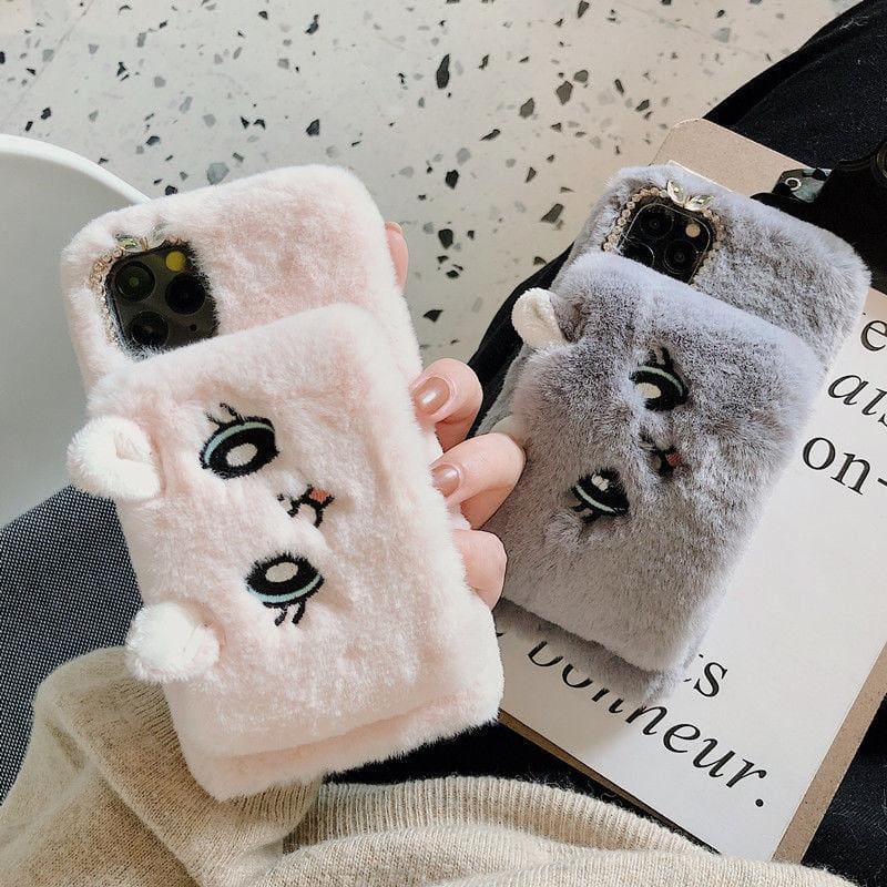 Furry Wrist Cat Embroidery Iphone Phone Case MK15211 - KawaiiMoriStore