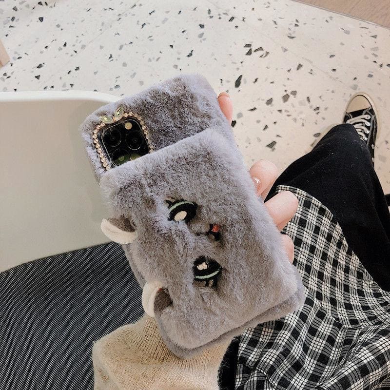 Furry Wrist Cat Embroidery Iphone Phone Case MK15211 - KawaiiMoriStore