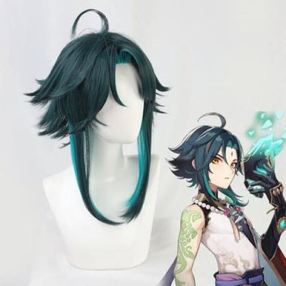 Game Genshin Impact Xiao Cosplay Blue Short Wig MK15354 - KawaiiMoriStore