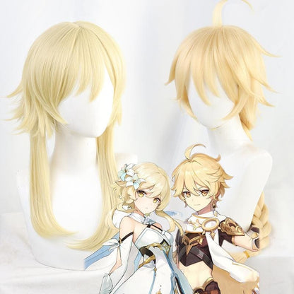 Genshin Impact Aether Lumine Traveler Player Golden Cosplay Wig MK15304 - KawaiiMoriStore