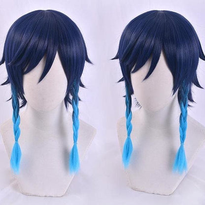 Genshin Impact Venti Blue Gradient Braid Cosplay Wig MK15257 - KawaiiMoriStore