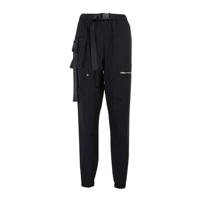 Goth Black Punk Streetwear Hollow Out Big Pocket Trousers - 