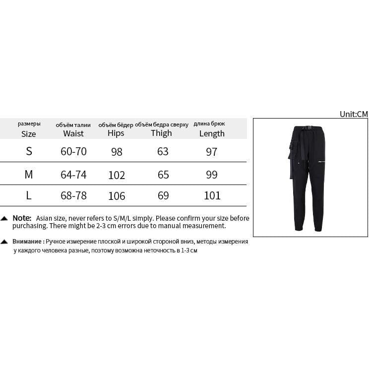 Goth Black Punk Streetwear Hollow Out Big Pocket Trousers - 