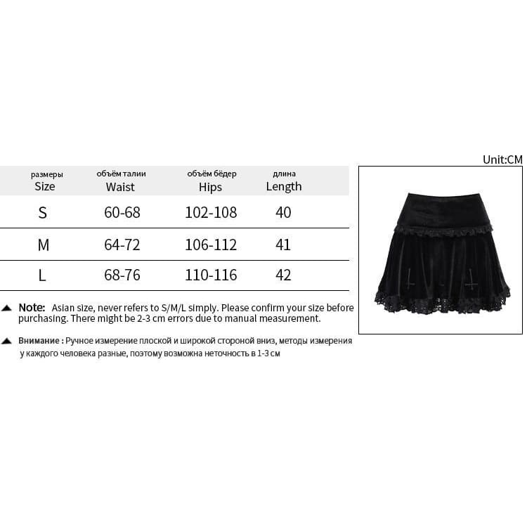 Goth Cross Black Vintage Lace Skirt - skirt