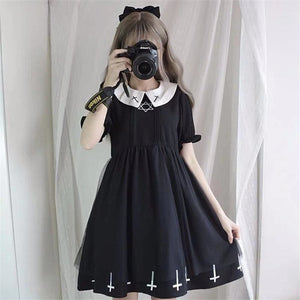 Goth Cross Hexagram For Cute Gril Mesh Dress MK15556 - KawaiiMoriStore
