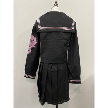 Gothic Black Embroidered JK Uniform Suit MK15146 - KawaiiMoriStore